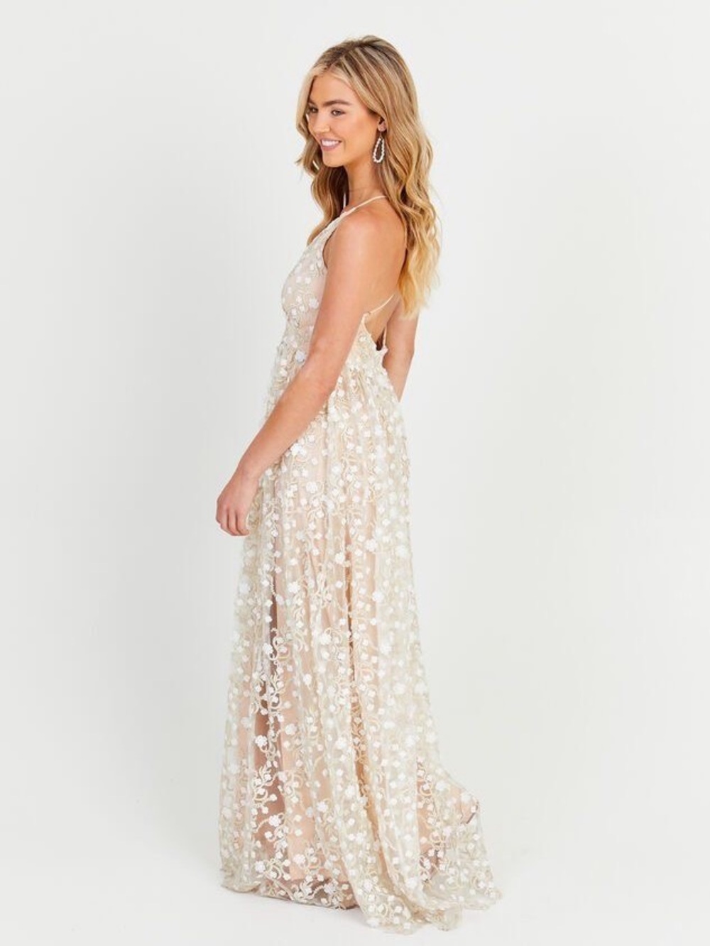 Altar'd State Caledonia 3D Floral Applique Maxi Dress Bridal